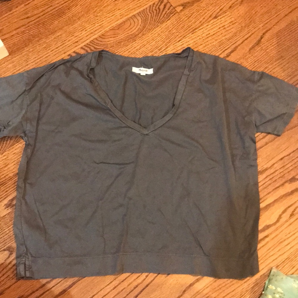 Grey cropped madewell vneck